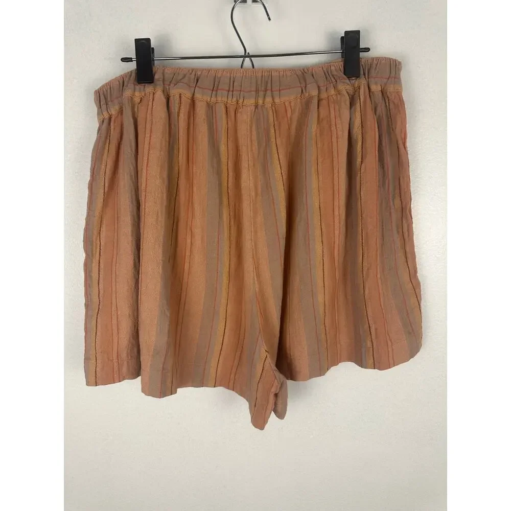 Madewell Clean Pull-On Shorts stripe pattern in an orange-multi colorway XL